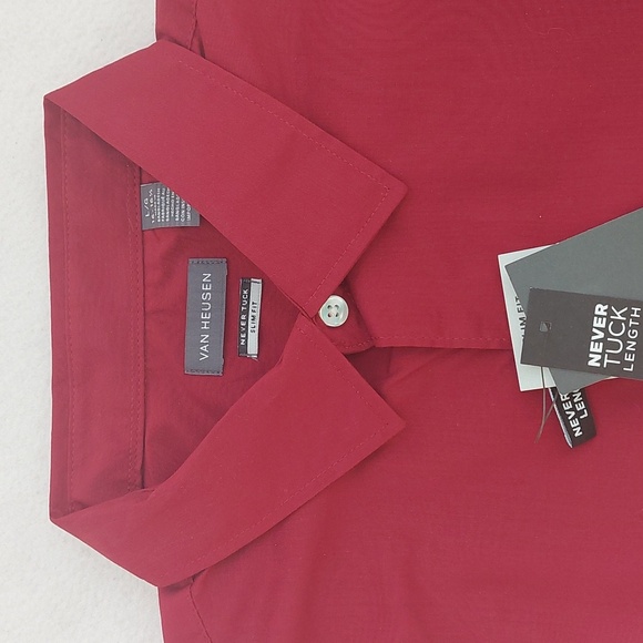 VAN HEUSEN Never Tuck Slim Fit button down woven shirt NWT - Picture 10 of 10